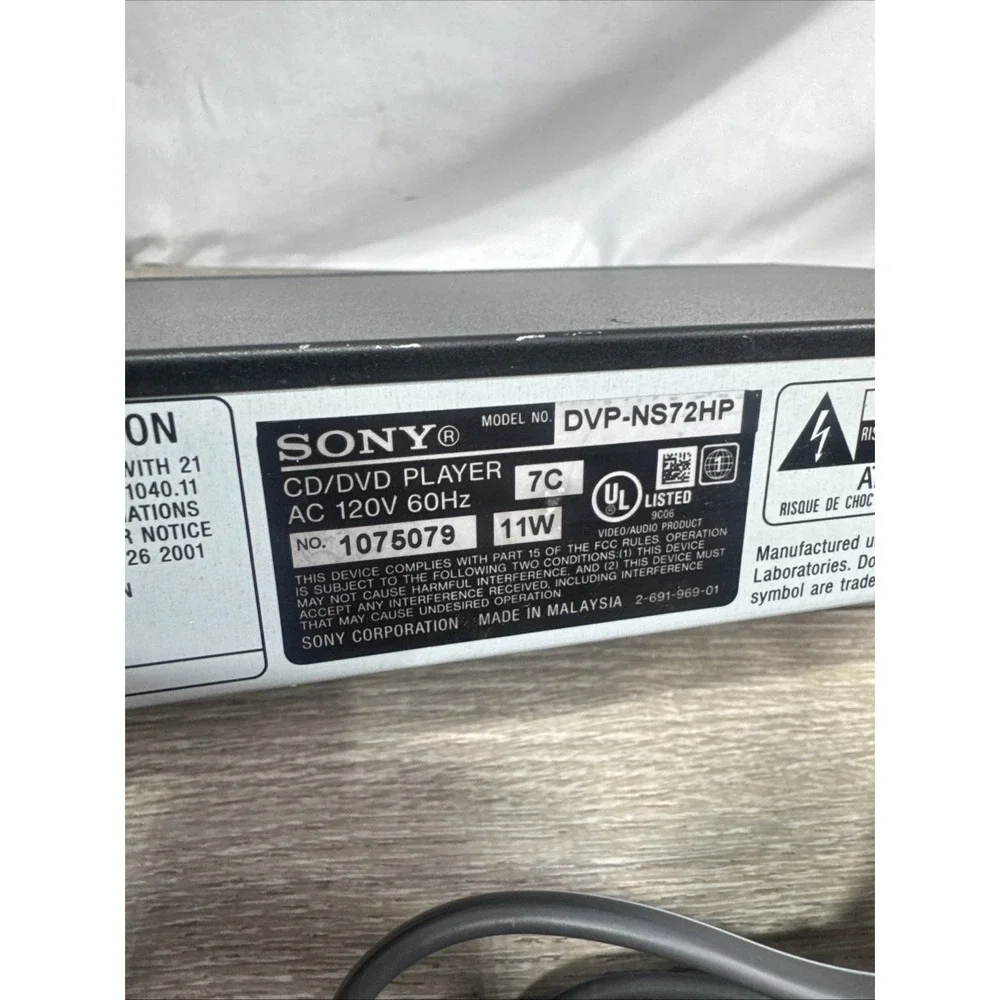 Sony DVP-NS72HP Black CD/DVD Player W/ Remote & New HDMI Cable Tested Working